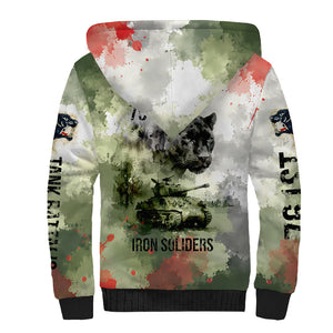 761st Tank Battalion Sherpa Hoodie Black Panthers - Come Out Fighting - Military Watercolor
