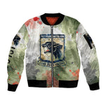761st Tank Battalion Sleeve Zip Bomber Jacket Black Panthers - Come Out Fighting - Military Watercolor