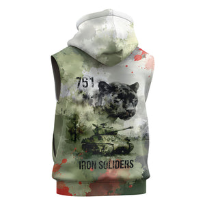761st Tank Battalion Sleeveless Hoodie Black Panthers - Come Out Fighting - Military Watercolor