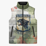761st Tank Battalion Sleeveless Puffer Jacket Black Panthers - Come Out Fighting - Military Watercolor