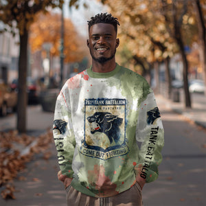 761st Tank Battalion Sweatshirt Black Panthers - Come Out Fighting - Military Watercolor