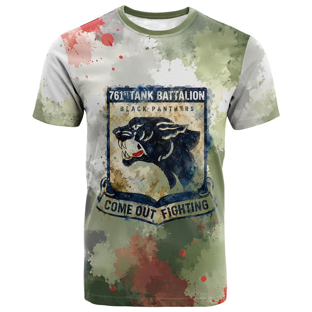 761st Tank Battalion T shirt Black Panthers - Come Out Fighting - Military Watercolor