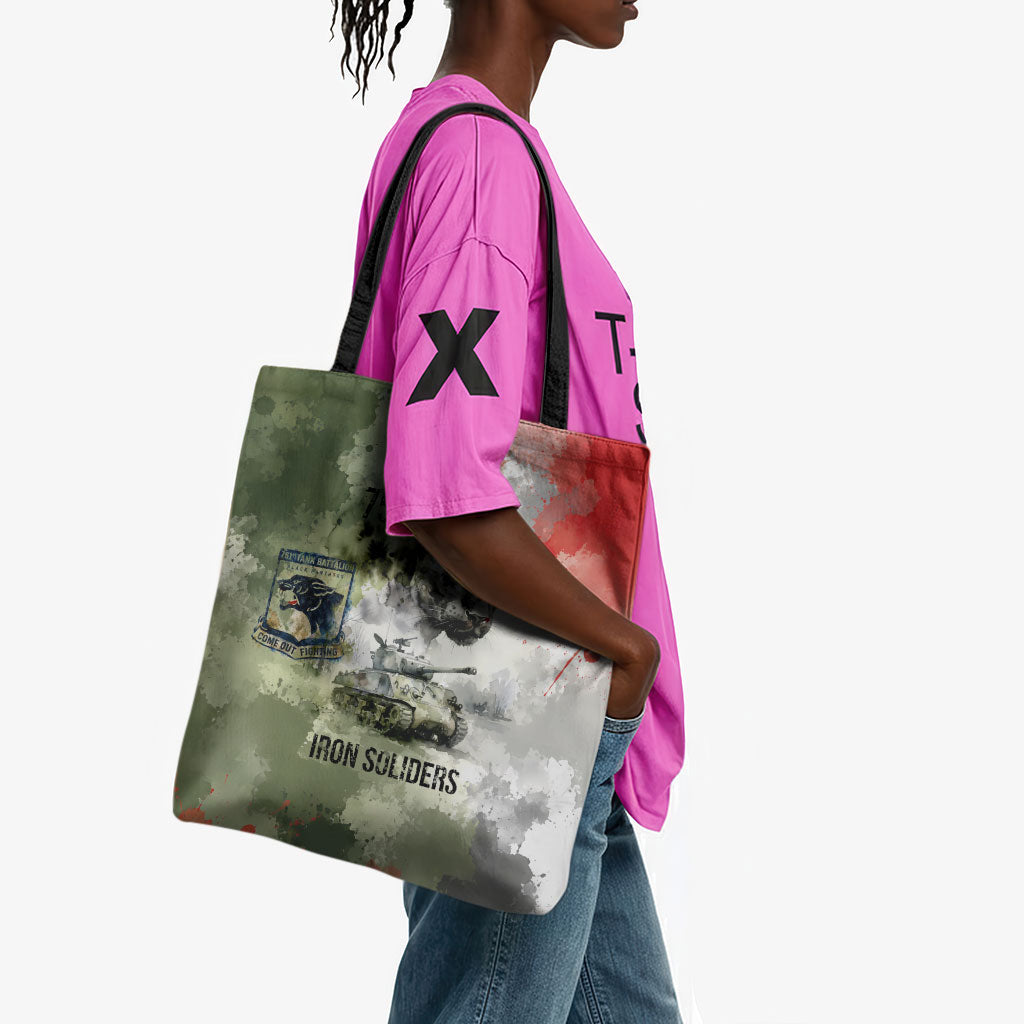 761st Tank Battalion Tote Bag Black Panthers - Come Out Fighting - Military Watercolor