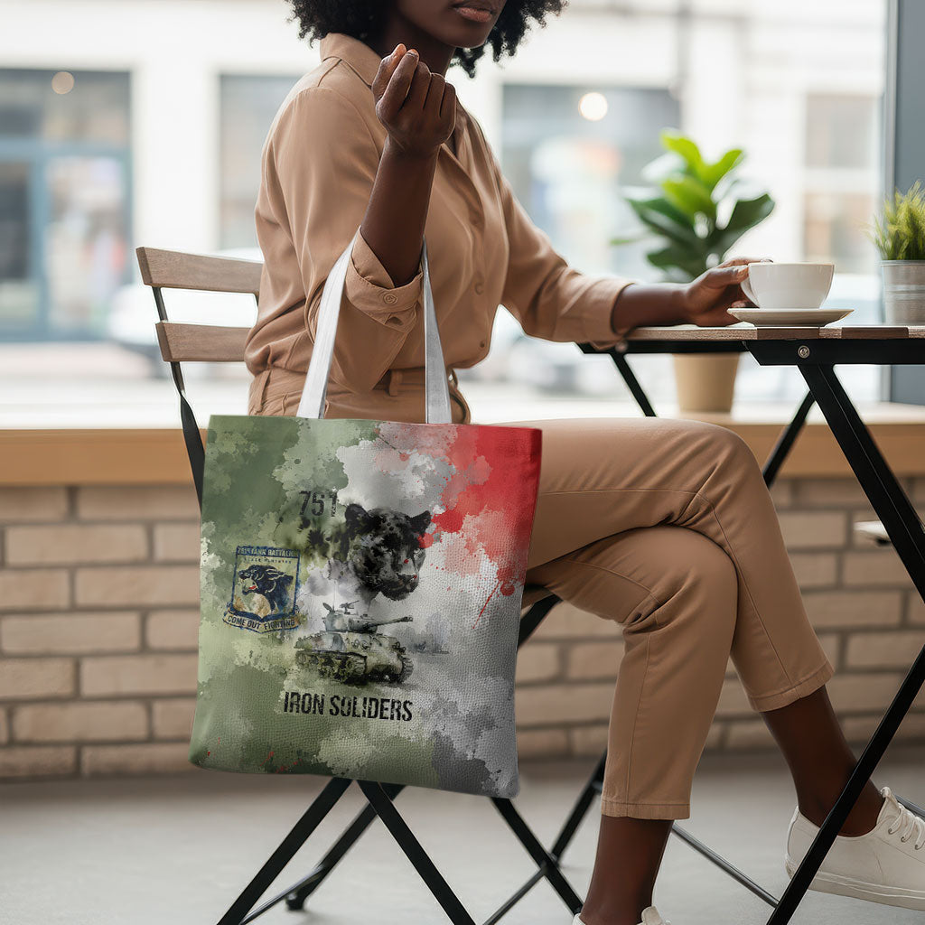 761st Tank Battalion Tote Bag Black Panthers - Come Out Fighting - Military Watercolor