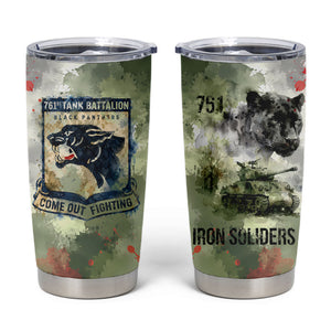 761st Tank Battalion Tumbler Cup Black Panthers - Come Out Fighting - Military Watercolor