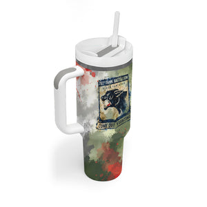 761st Tank Battalion Tumbler With Handle Black Panthers - Come Out Fighting - Military Watercolor