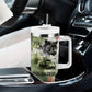 761st Tank Battalion Tumbler With Handle Black Panthers - Come Out Fighting - Military Watercolor