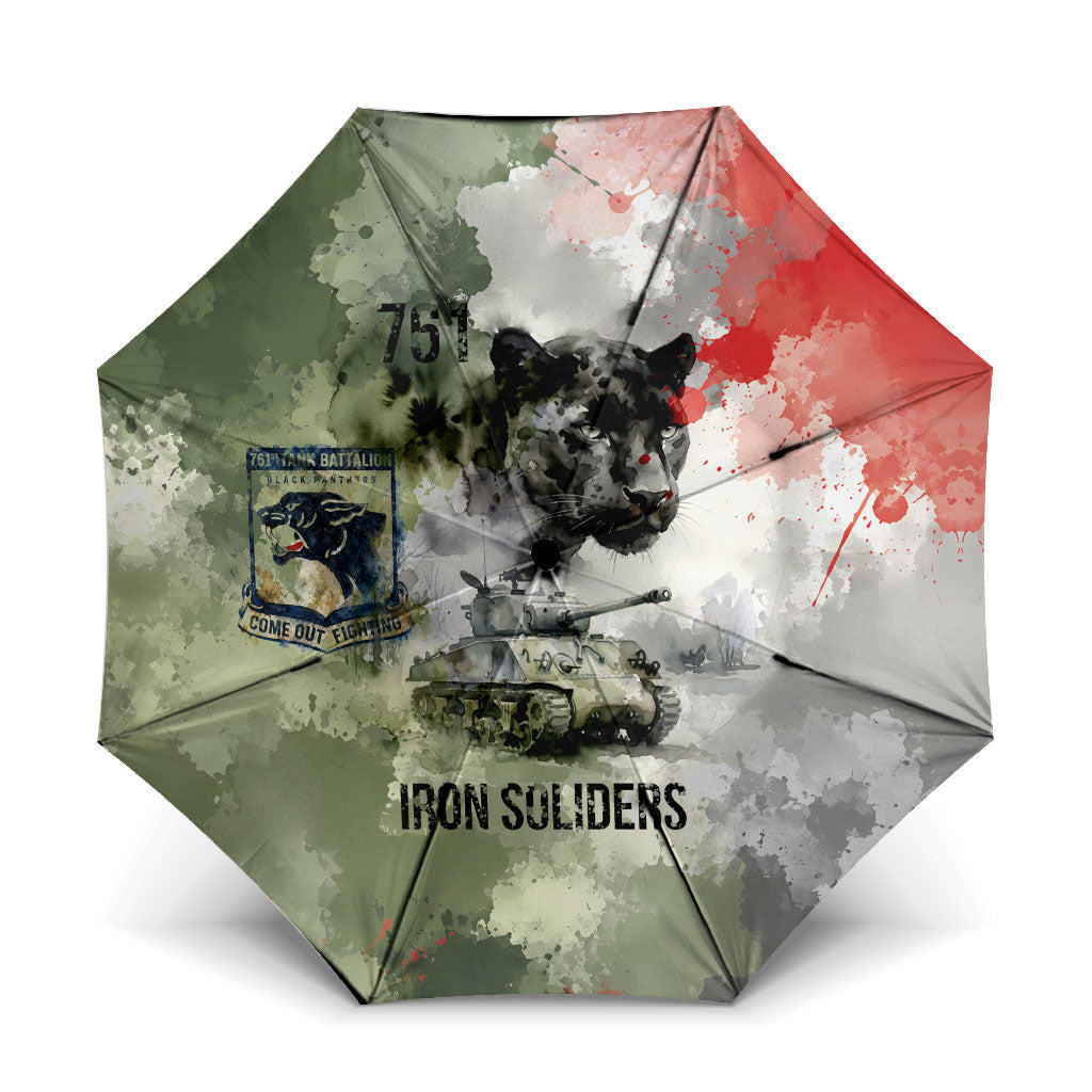 761st Tank Battalion Umbrella Black Panthers - Come Out Fighting - Military Watercolor