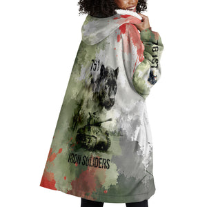 761st Tank Battalion Wearable Blanket Hoodie Black Panthers - Come Out Fighting - Military Watercolor