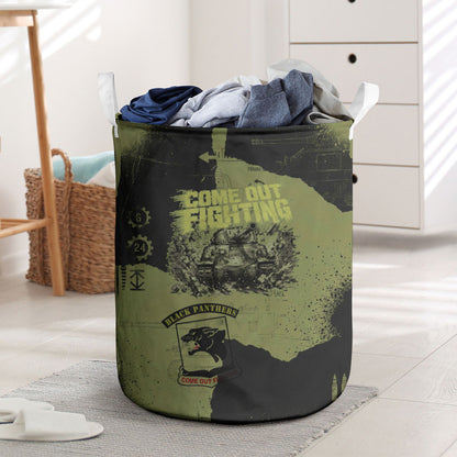 761st Tank Battalion Original Black Panthers Laundry Basket Come Out Fighting - Sherman Tank Military - Distressed Scratch