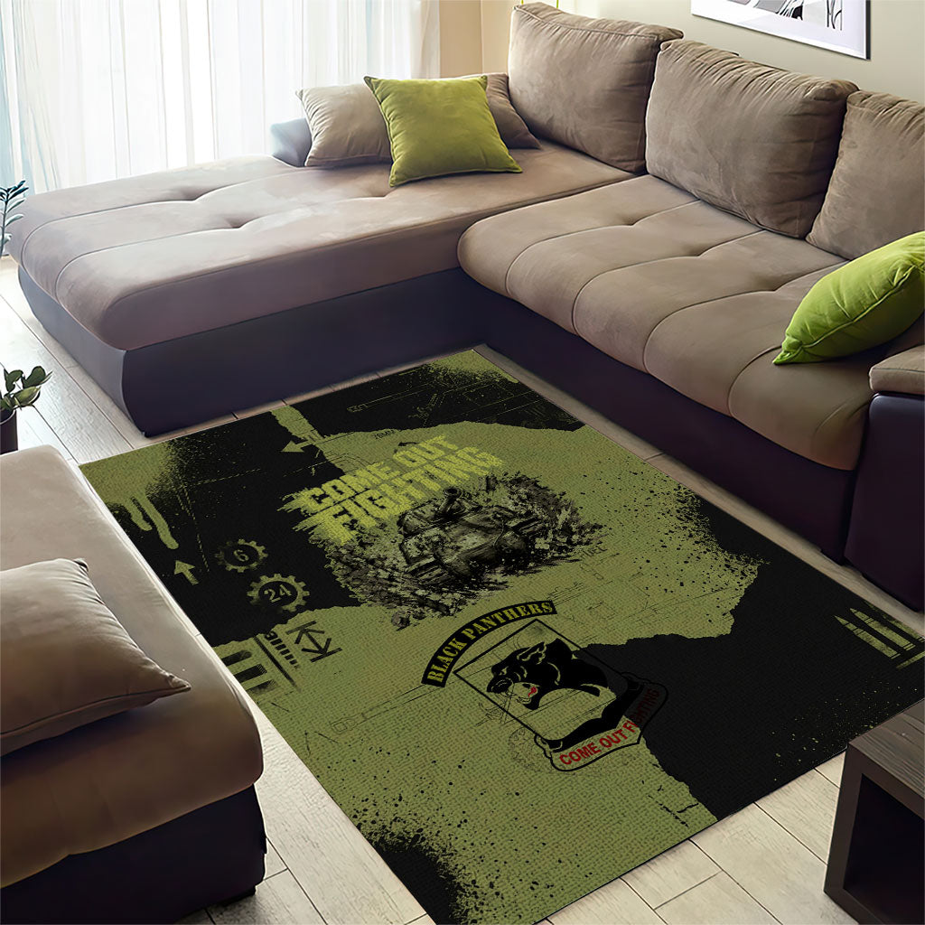 761st Tank Battalion Original Black Panthers Area Rug Come Out Fighting - Sherman Tank Military - Distressed Scratch