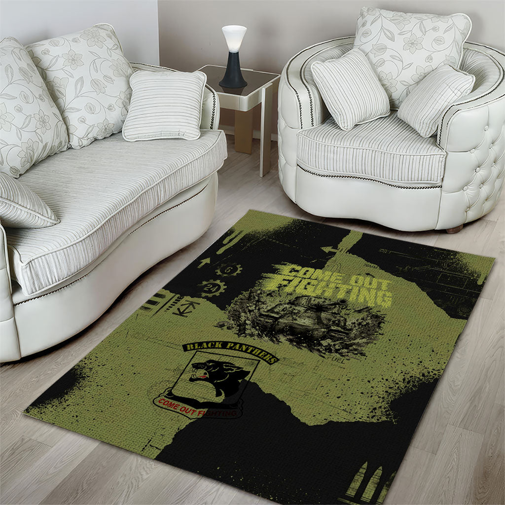 761st Tank Battalion Original Black Panthers Area Rug Come Out Fighting - Sherman Tank Military - Distressed Scratch