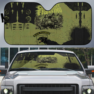 761st Tank Battalion Original Black Panthers Auto Sun Shade Come Out Fighting - Sherman Tank Military - Distressed Scratch