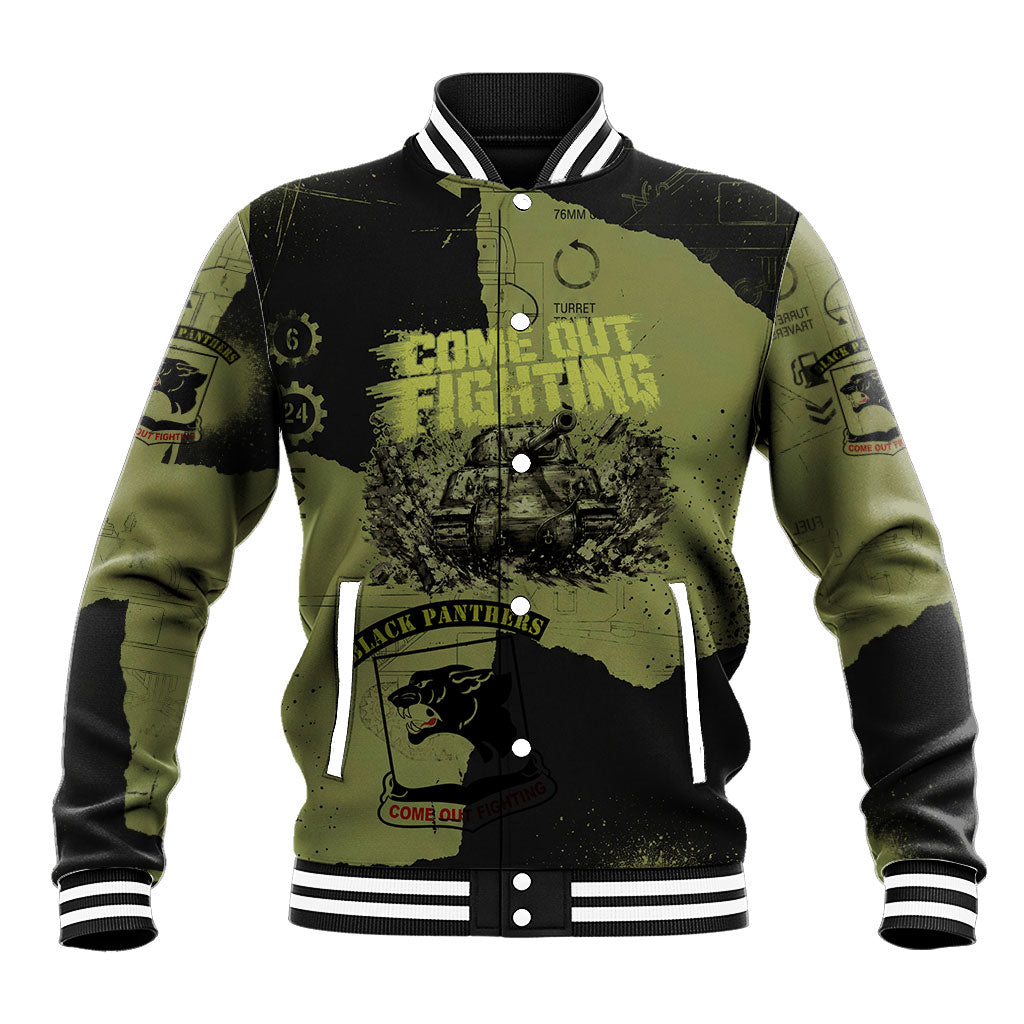 761st Tank Battalion Original Black Panthers Baseball Jacket Come Out Fighting - Sherman Tank Military - Distressed Scratch