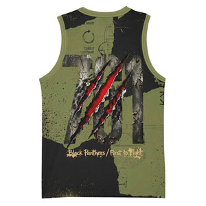 761st Tank Battalion Original Black Panthers Basketball Jersey Come Out Fighting - Sherman Tank Military - Distressed Scratch