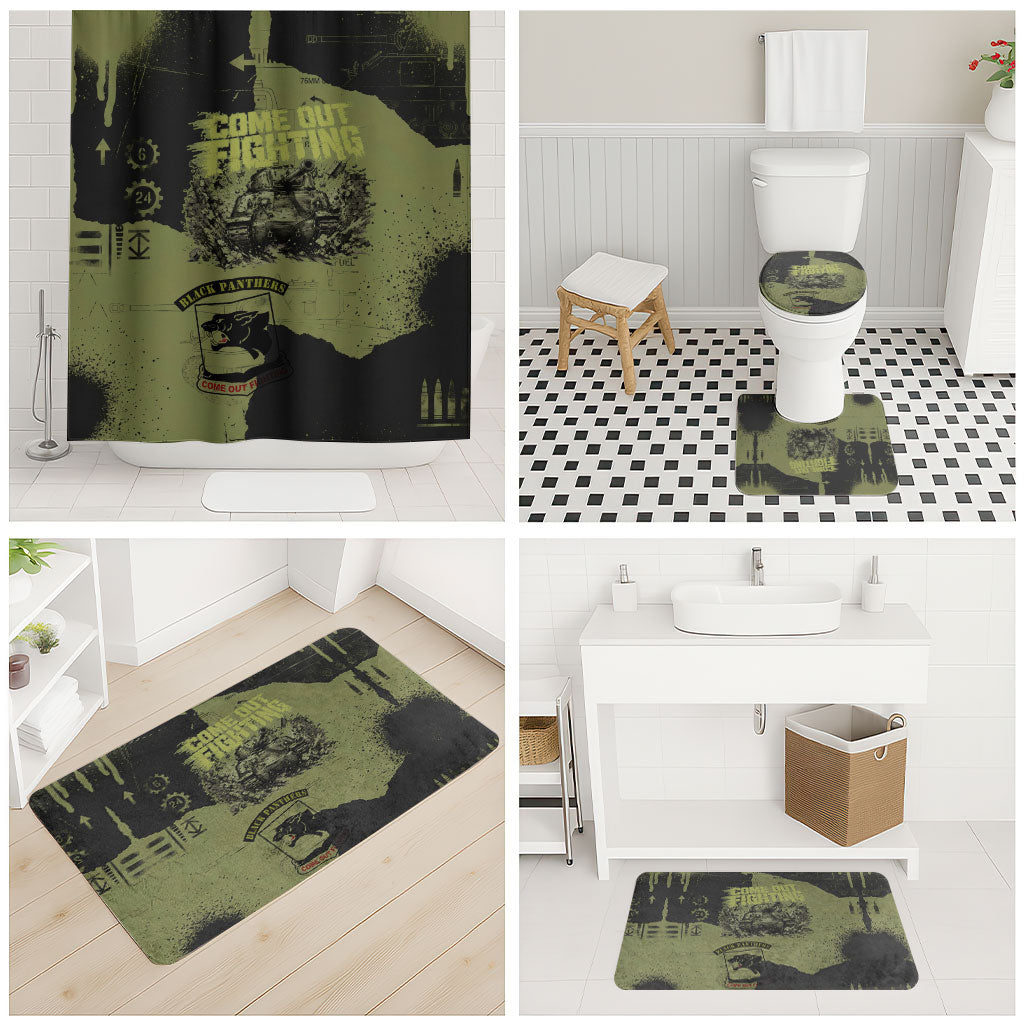 761st Tank Battalion Original Black Panthers Bathroom Set Come Out Fighting - Sherman Tank Military - Distressed Scratch