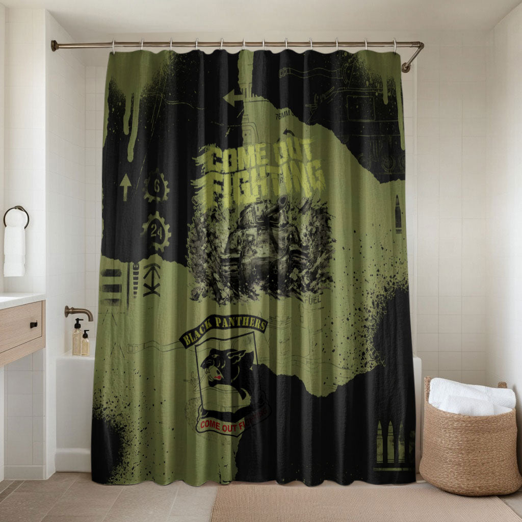 761st Tank Battalion Original Black Panthers Bathroom Set Come Out Fighting - Sherman Tank Military - Distressed Scratch