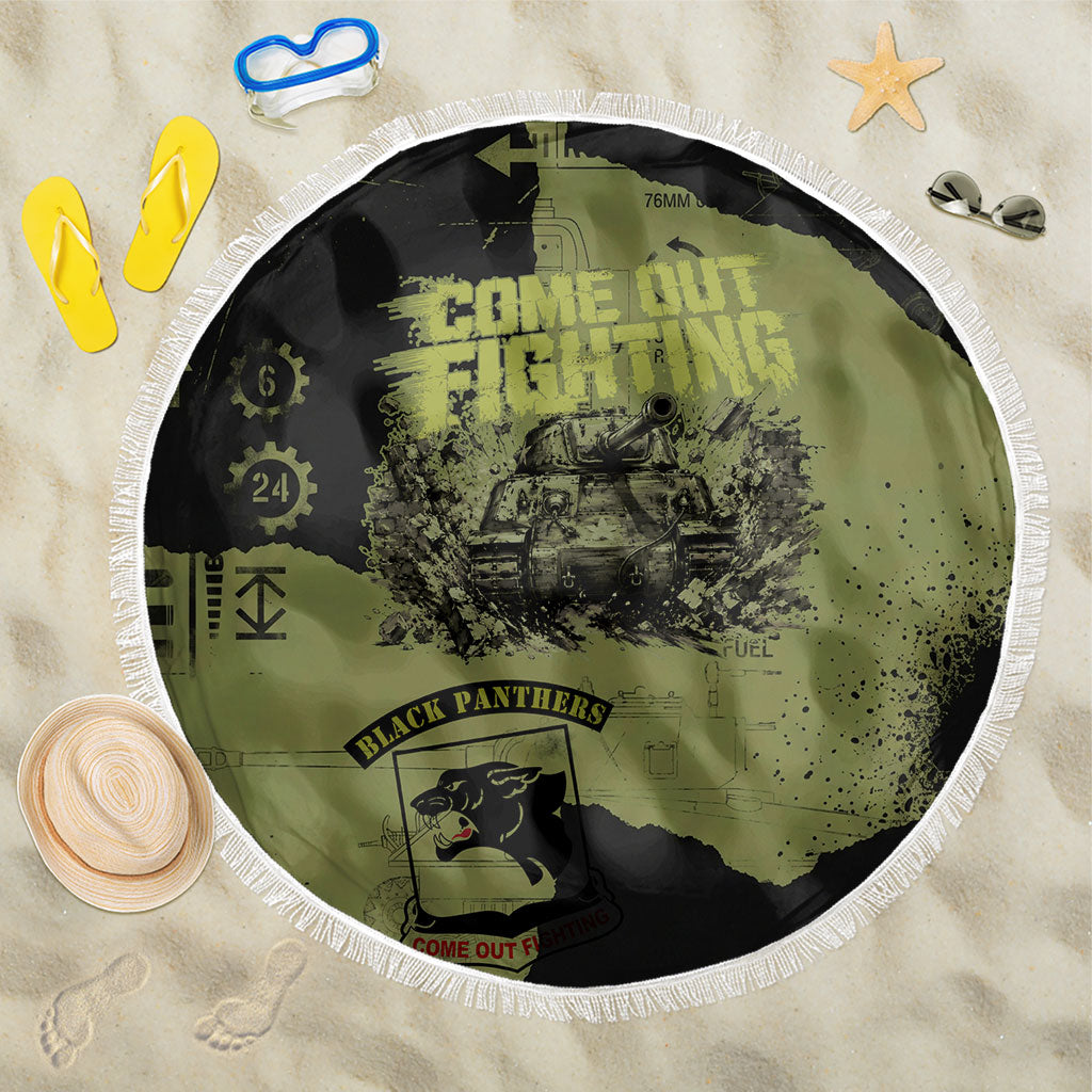 761st Tank Battalion Original Black Panthers Beach Blanket Come Out Fighting - Sherman Tank Military - Distressed Scratch