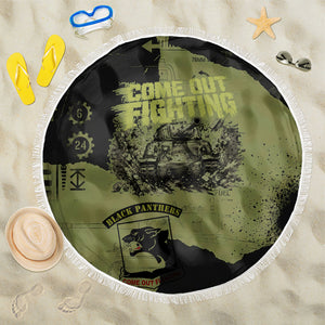 761st Tank Battalion Original Black Panthers Beach Blanket Come Out Fighting - Sherman Tank Military - Distressed Scratch