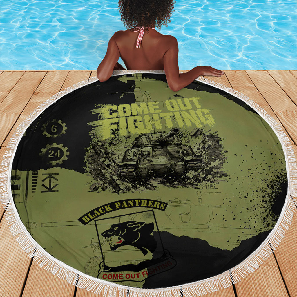 761st Tank Battalion Original Black Panthers Beach Blanket Come Out Fighting - Sherman Tank Military - Distressed Scratch