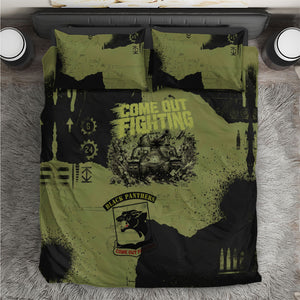 761st Tank Battalion Original Black Panthers Bedding Set Come Out Fighting - Sherman Tank Military - Distressed Scratch