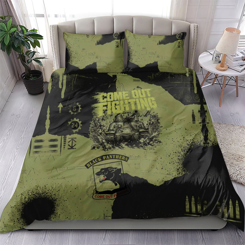 761st Tank Battalion Original Black Panthers Bedding Set Come Out Fighting - Sherman Tank Military - Distressed Scratch