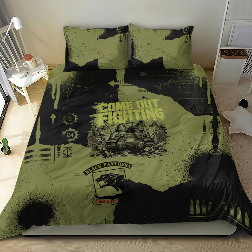 761st Tank Battalion Original Black Panthers Bedding Set Come Out Fighting - Sherman Tank Military - Distressed Scratch