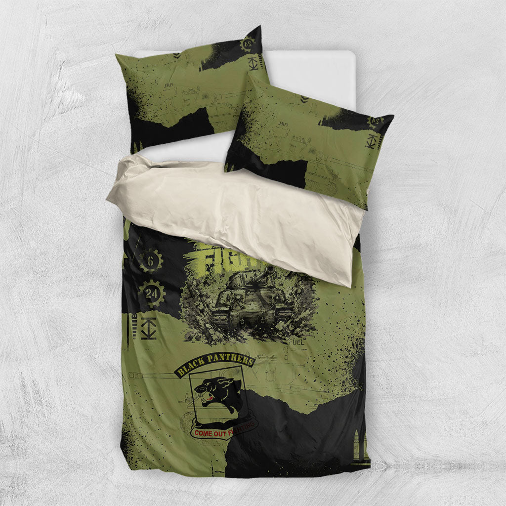 761st Tank Battalion Original Black Panthers Bedding Set Come Out Fighting - Sherman Tank Military - Distressed Scratch