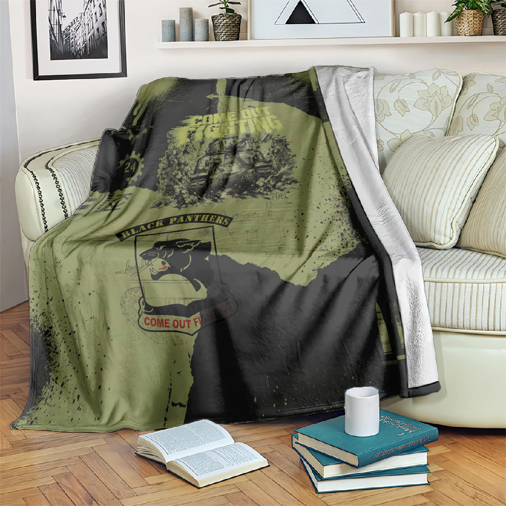761st Tank Battalion Original Black Panthers Blanket Come Out Fighting - Sherman Tank Military - Distressed Scratch