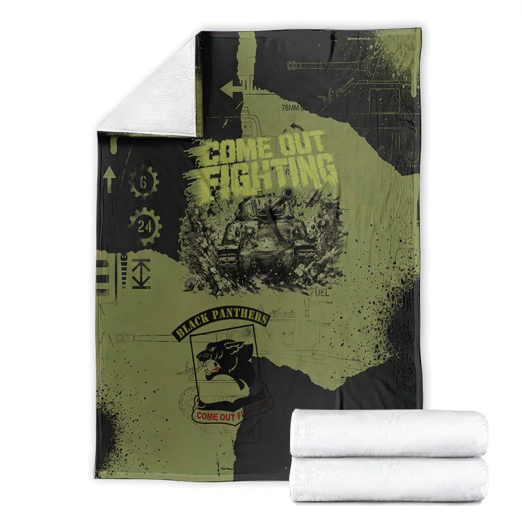 761st Tank Battalion Original Black Panthers Blanket Come Out Fighting - Sherman Tank Military - Distressed Scratch