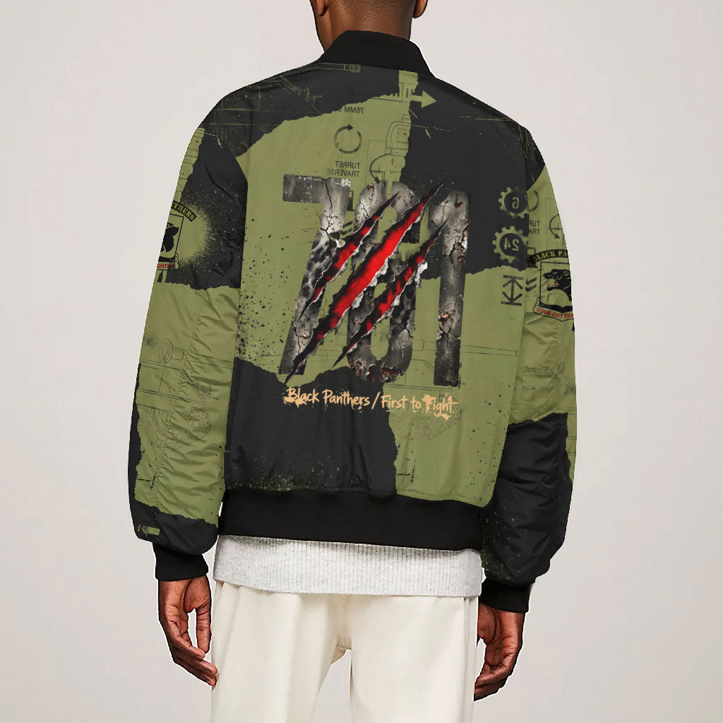 761st Tank Battalion Original Black Panthers Bomber Jacket Come Out Fighting - Sherman Tank Military - Distressed Scratch