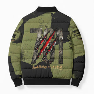 761st Tank Battalion Original Black Panthers Bomber Puffer Jacket Come Out Fighting - Sherman Tank Military - Distressed Scratch