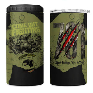 761st Tank Battalion Original Black Panthers 4 in 1 Can Cooler Tumbler Come Out Fighting - Sherman Tank Military - Distressed Scratch