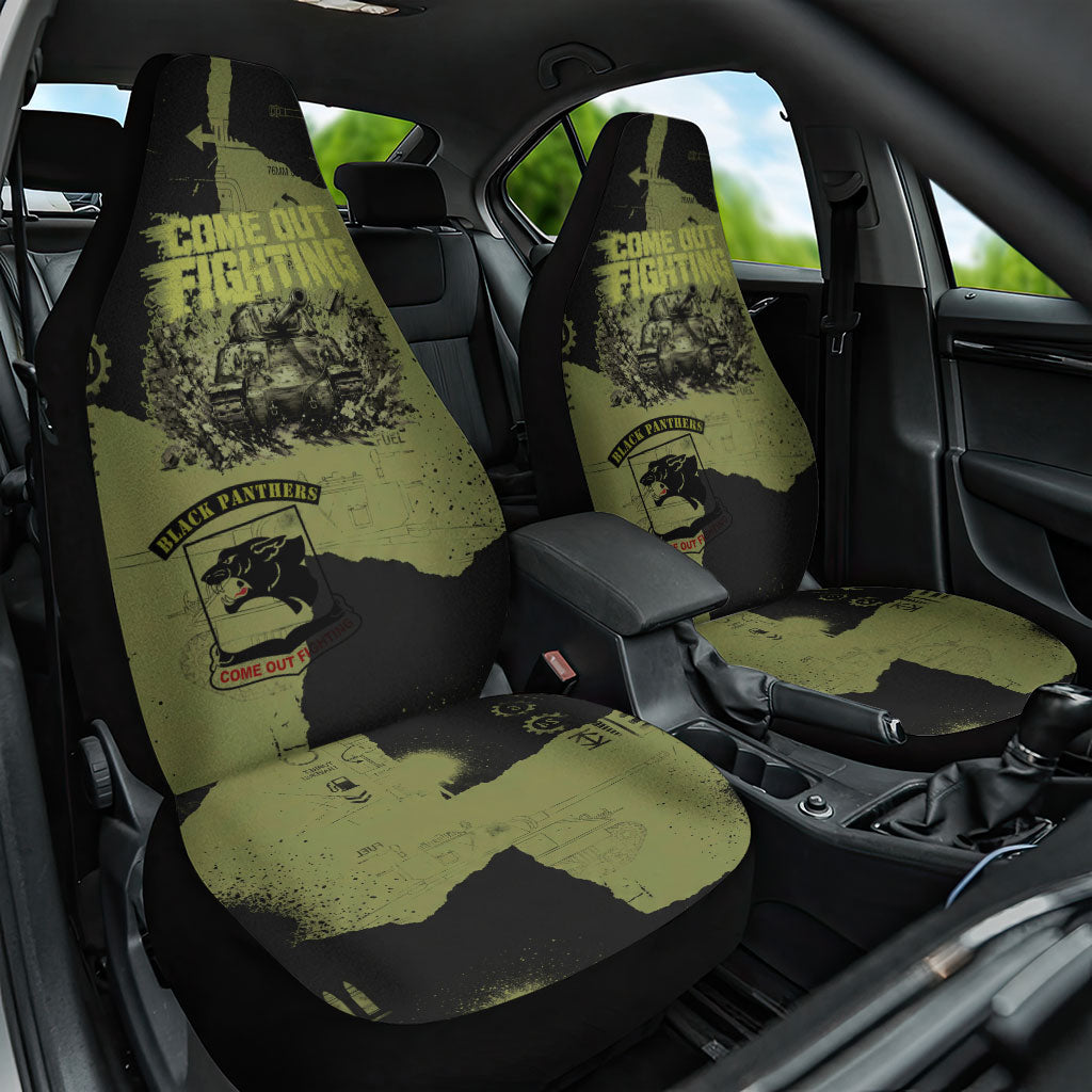 761st Tank Battalion Original Black Panthers Car Seat Cover Come Out Fighting - Sherman Tank Military - Distressed Scratch