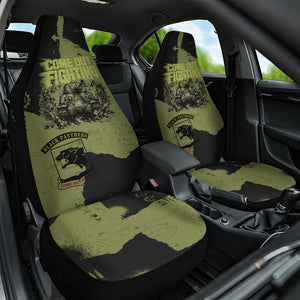 761st Tank Battalion Original Black Panthers Car Seat Cover Come Out Fighting - Sherman Tank Military - Distressed Scratch