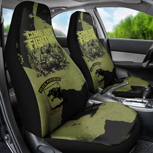 761st Tank Battalion Original Black Panthers Car Seat Cover Come Out Fighting - Sherman Tank Military - Distressed Scratch