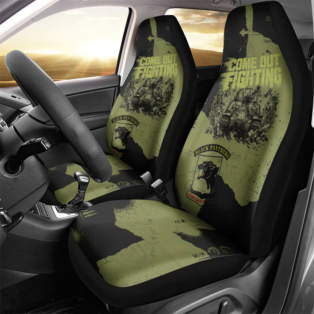 761st Tank Battalion Original Black Panthers Car Seat Cover Come Out Fighting - Sherman Tank Military - Distressed Scratch
