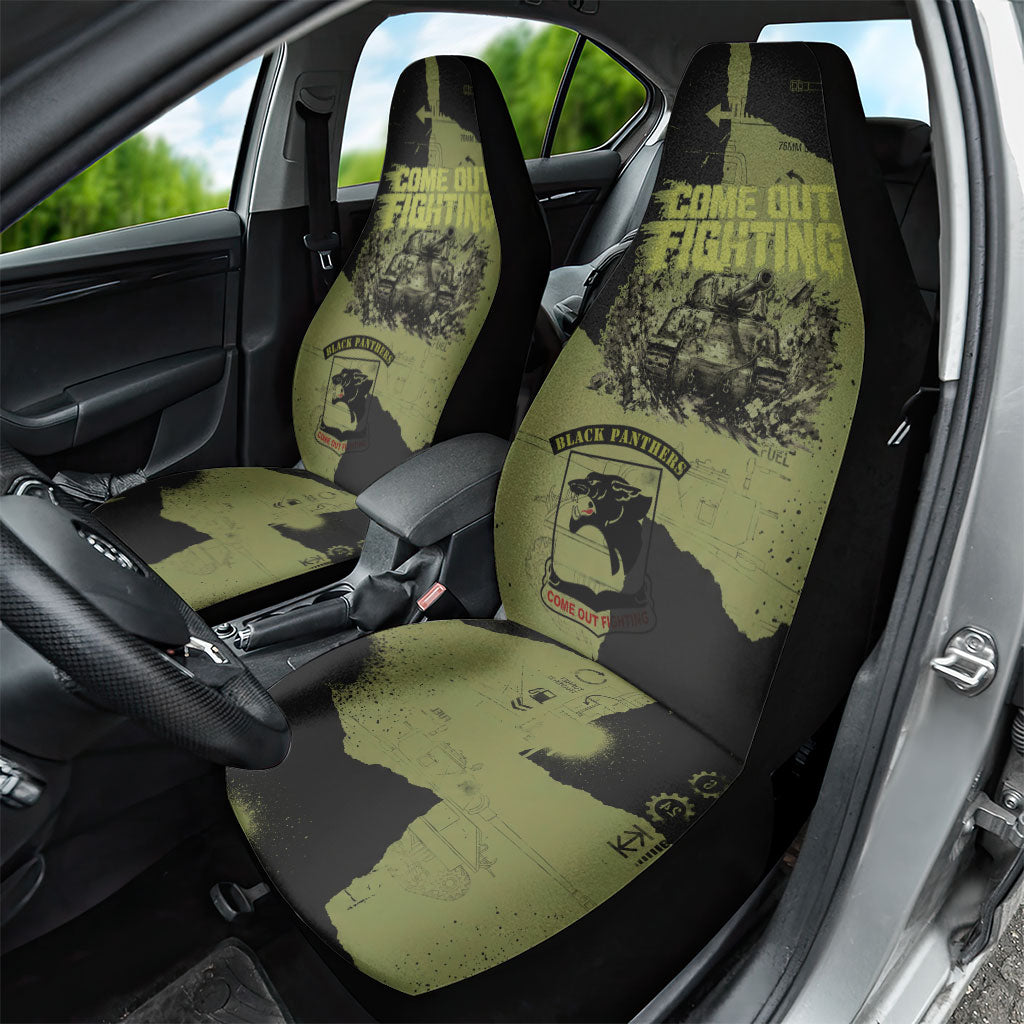 761st Tank Battalion Original Black Panthers Car Seat Cover Come Out Fighting - Sherman Tank Military - Distressed Scratch