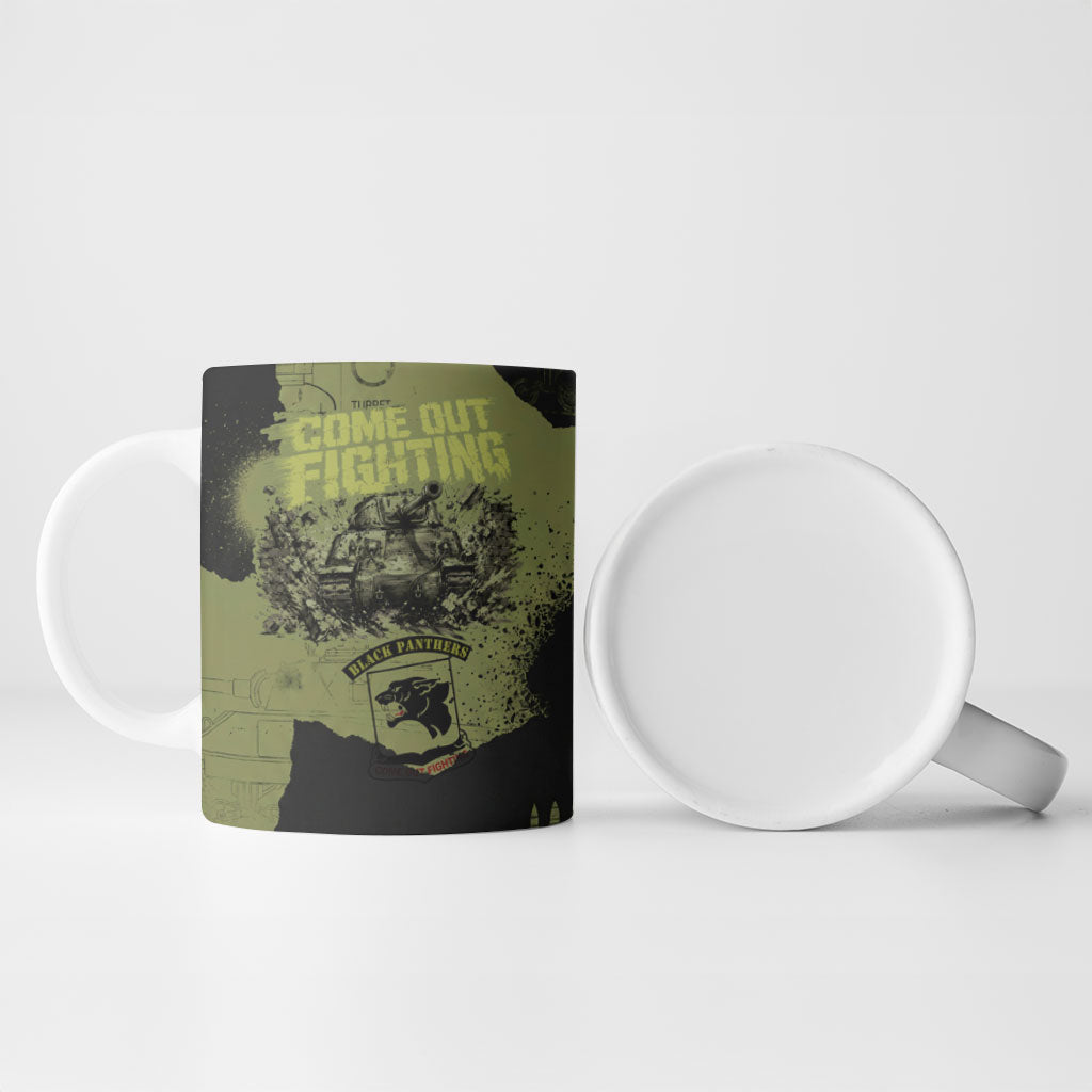 761st Tank Battalion Original Black Panthers Ceramic Mug Come Out Fighting - Sherman Tank Military - Distressed Scratch