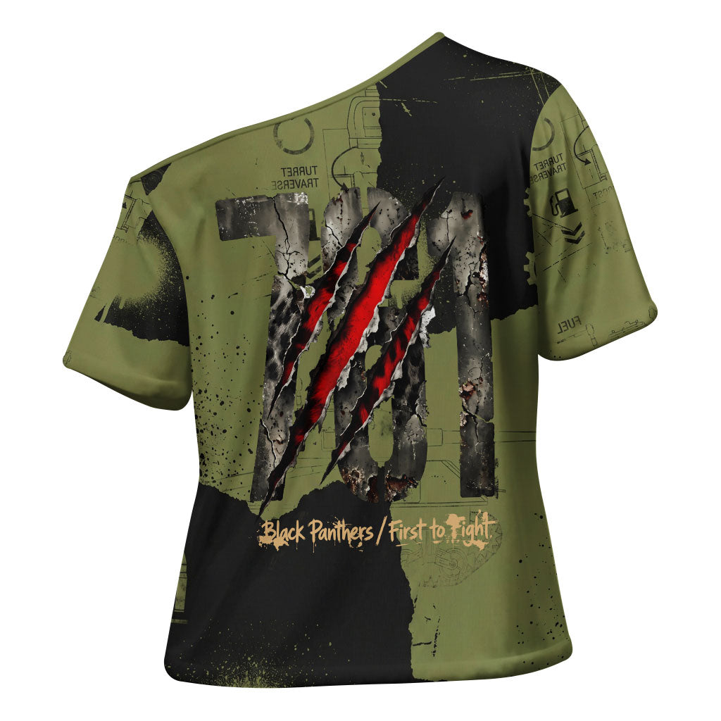 761st Tank Battalion Original Black Panthers Cross Shoulder Shirt Come Out Fighting - Sherman Tank Military - Distressed Scratch