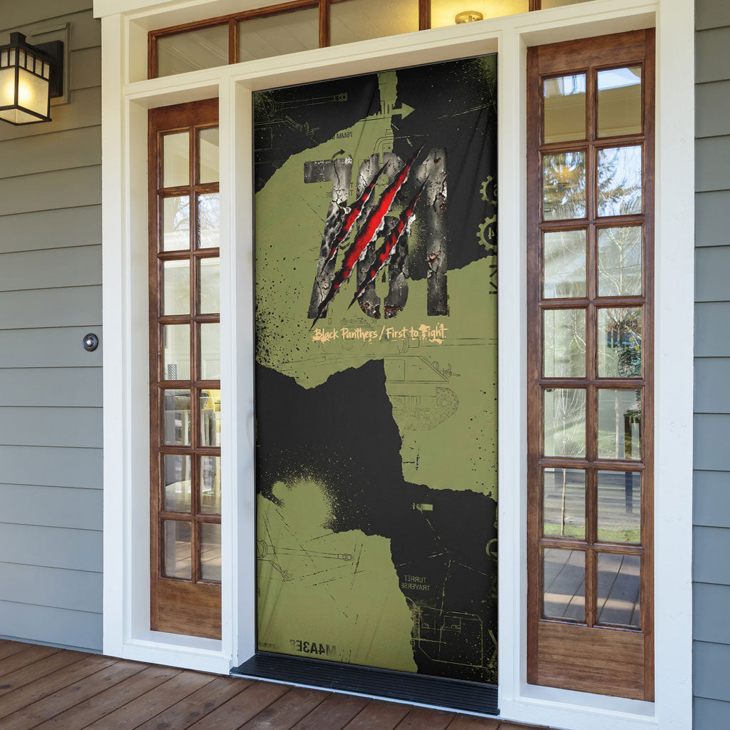 761st Tank Battalion Original Black Panthers Door Cover Come Out Fighting - Sherman Tank Military - Distressed Scratch