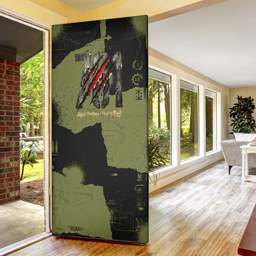 761st Tank Battalion Original Black Panthers Door Cover Come Out Fighting - Sherman Tank Military - Distressed Scratch