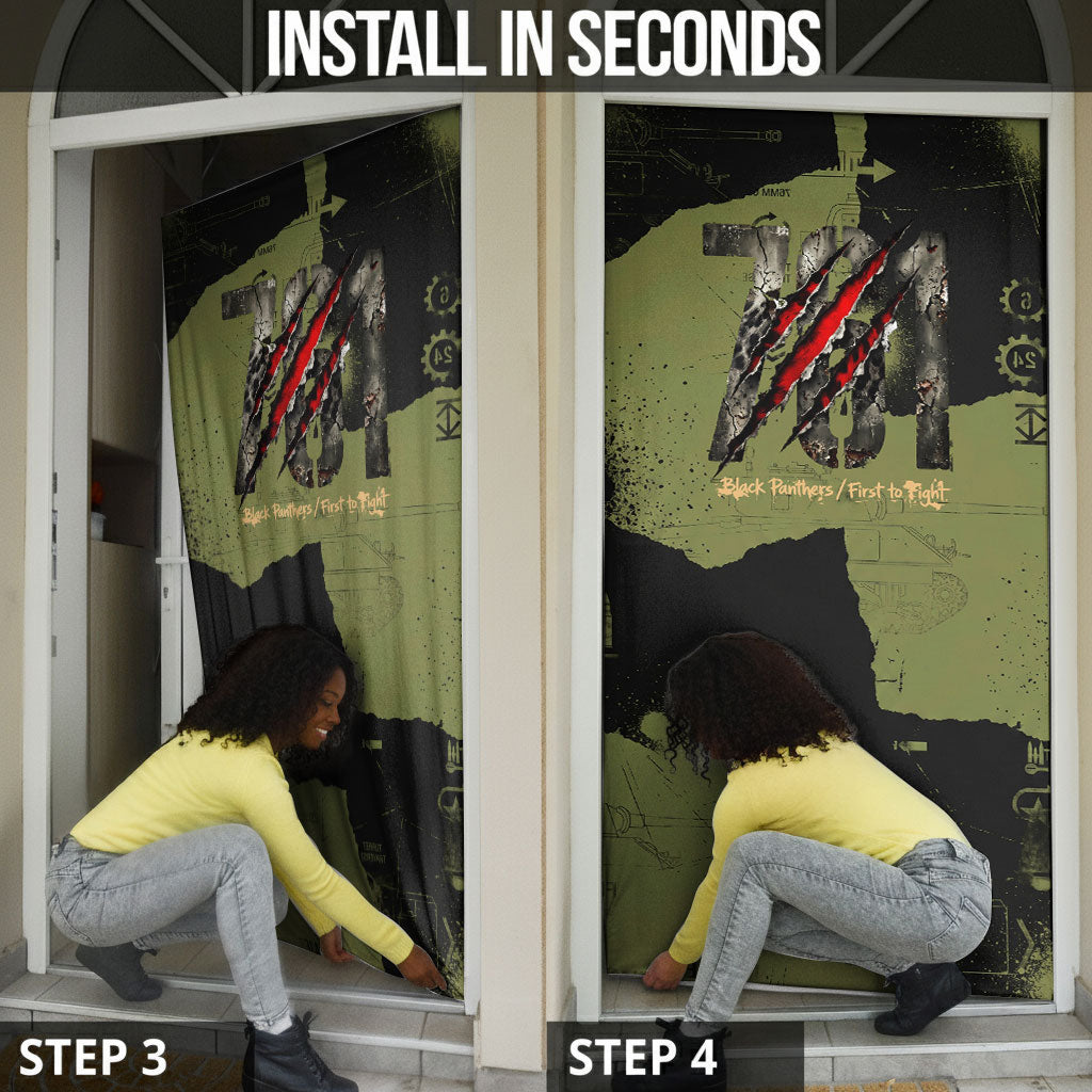 761st Tank Battalion Original Black Panthers Door Cover Come Out Fighting - Sherman Tank Military - Distressed Scratch