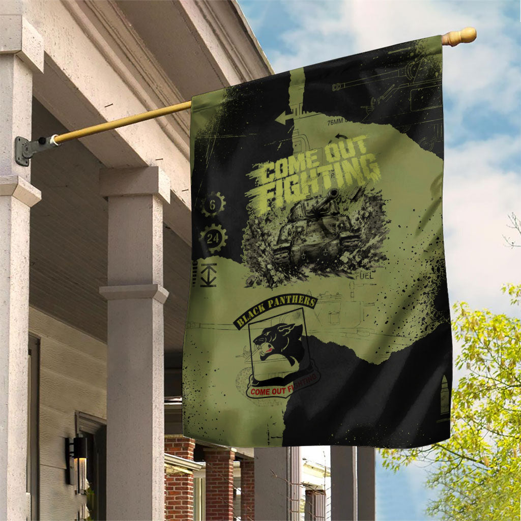761st Tank Battalion Original Black Panthers Garden Flag Come Out Fighting - Sherman Tank Military - Distressed Scratch