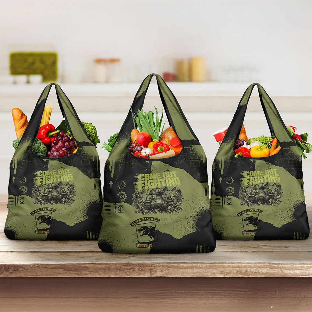 761st Tank Battalion Original Black Panthers Grocery Bag Come Out Fighting - Sherman Tank Military - Distressed Scratch