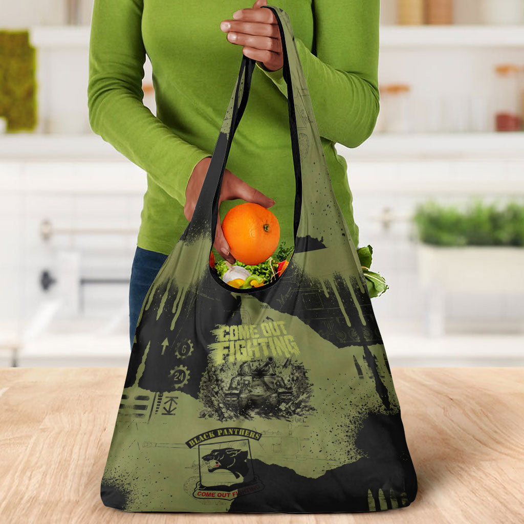 761st Tank Battalion Original Black Panthers Grocery Bag Come Out Fighting - Sherman Tank Military - Distressed Scratch