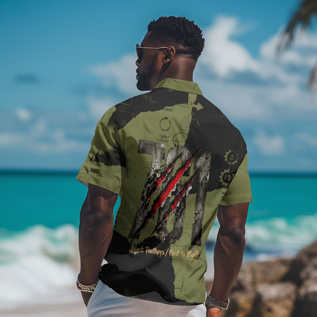 761st Tank Battalion Original Black Panthers Hawaiian Shirt Come Out Fighting - Sherman Tank Military - Distressed Scratch