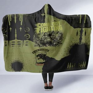 761st Tank Battalion Original Black Panthers Hooded Blanket Come Out Fighting - Sherman Tank Military - Distressed Scratch