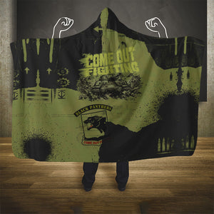 761st Tank Battalion Original Black Panthers Hooded Blanket Come Out Fighting - Sherman Tank Military - Distressed Scratch
