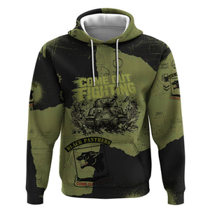 761st Tank Battalion Original Black Panthers Hoodie Come Out Fighting - Sherman Tank Military - Distressed Scratch